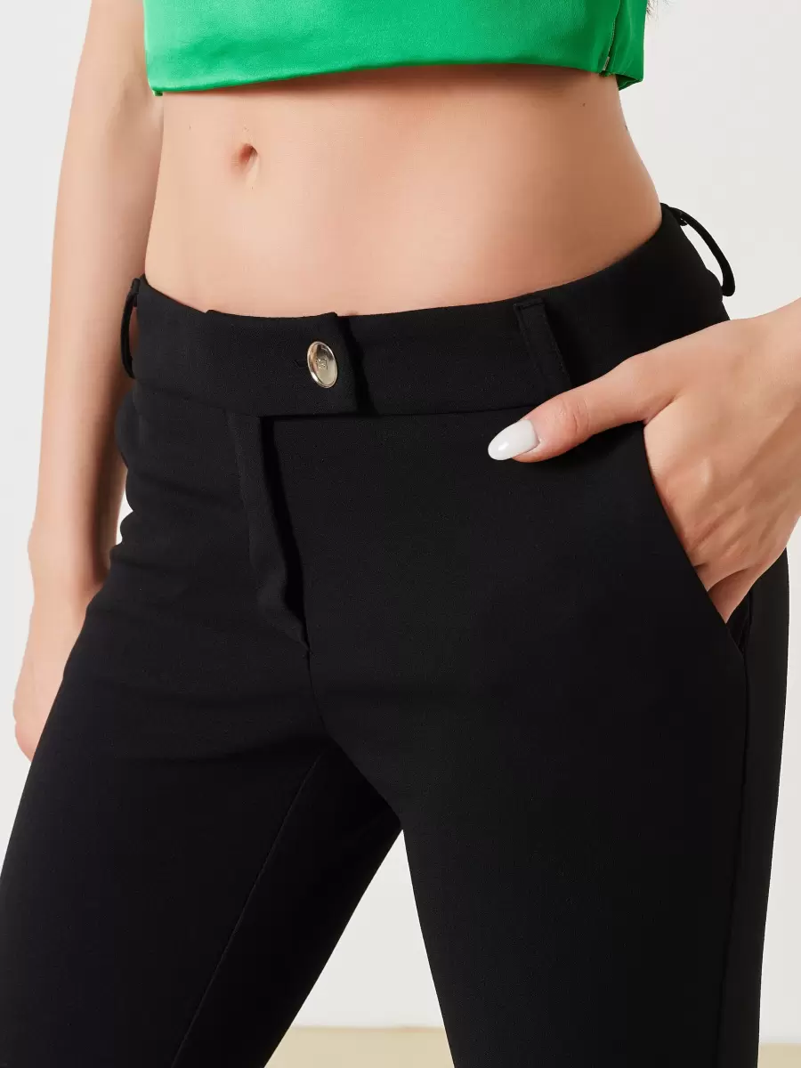 Women Suits Slim-Fit Trousers In Scuba Crepe Black Efficient - 4