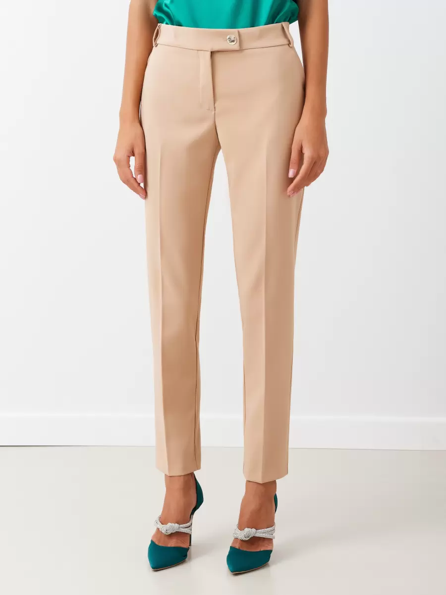 Suits Slim-Fit Trousers In Technical Fabric Beige Well-Built Women - 1