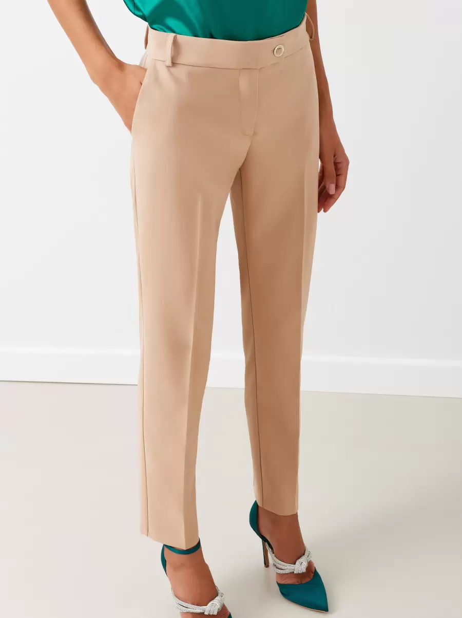 Suits Slim-Fit Trousers In Technical Fabric Beige Well-Built Women - 4