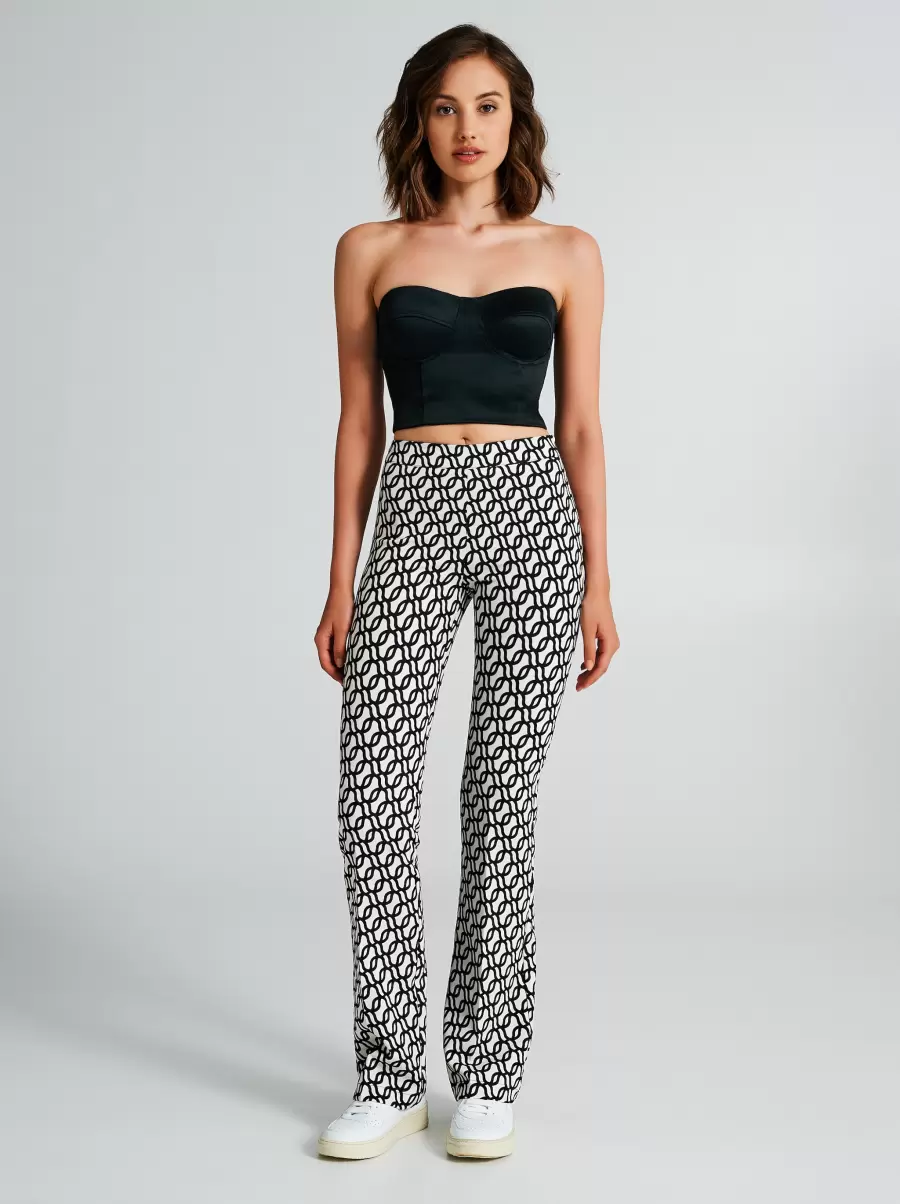 Var Black Women Geometric-Print Flared Trousers Proven Suits - 1