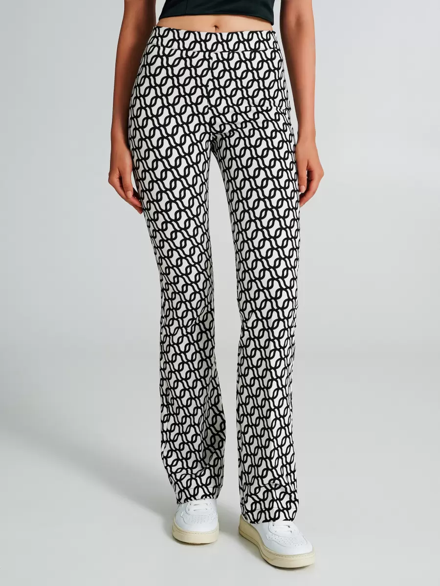 Var Black Women Geometric-Print Flared Trousers Proven Suits - 2