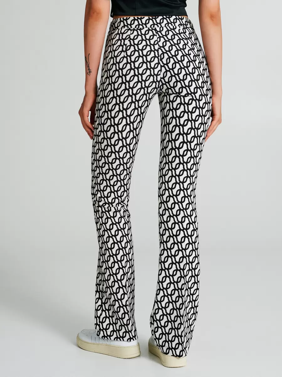 Var Black Women Geometric-Print Flared Trousers Proven Suits - 3