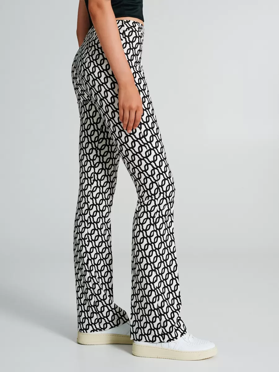 Var Black Women Geometric-Print Flared Trousers Proven Suits - 5