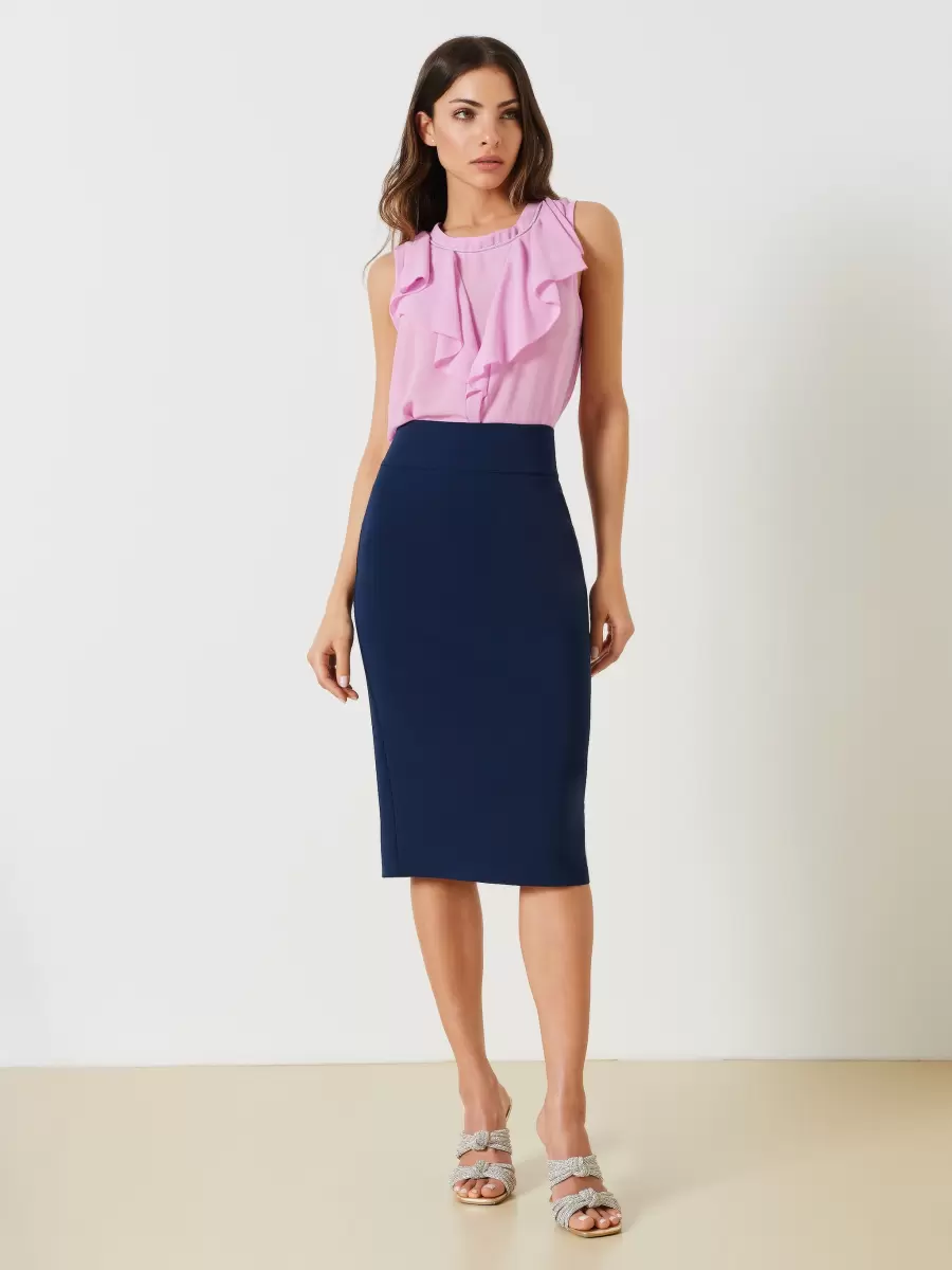 Blue Pencil Skirt In Technical Fabric. Women Maximize Suits Blue - 1
