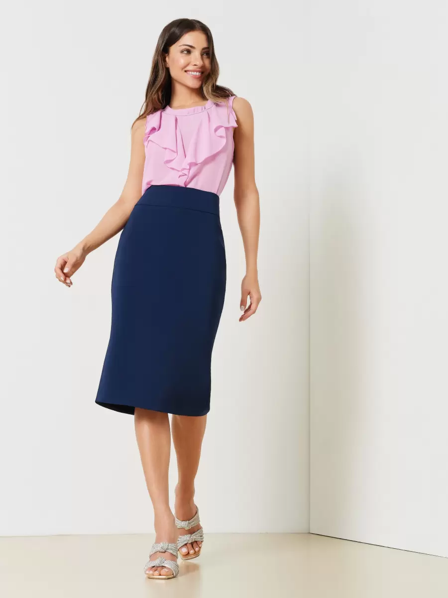Blue Pencil Skirt In Technical Fabric. Women Maximize Suits Blue