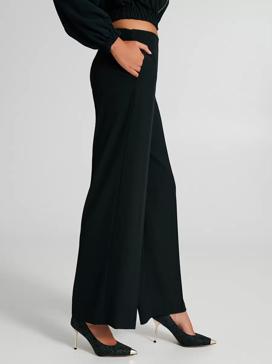 Trousers In Technical Fabric With Slit Advanced Black Women Suits - 5
