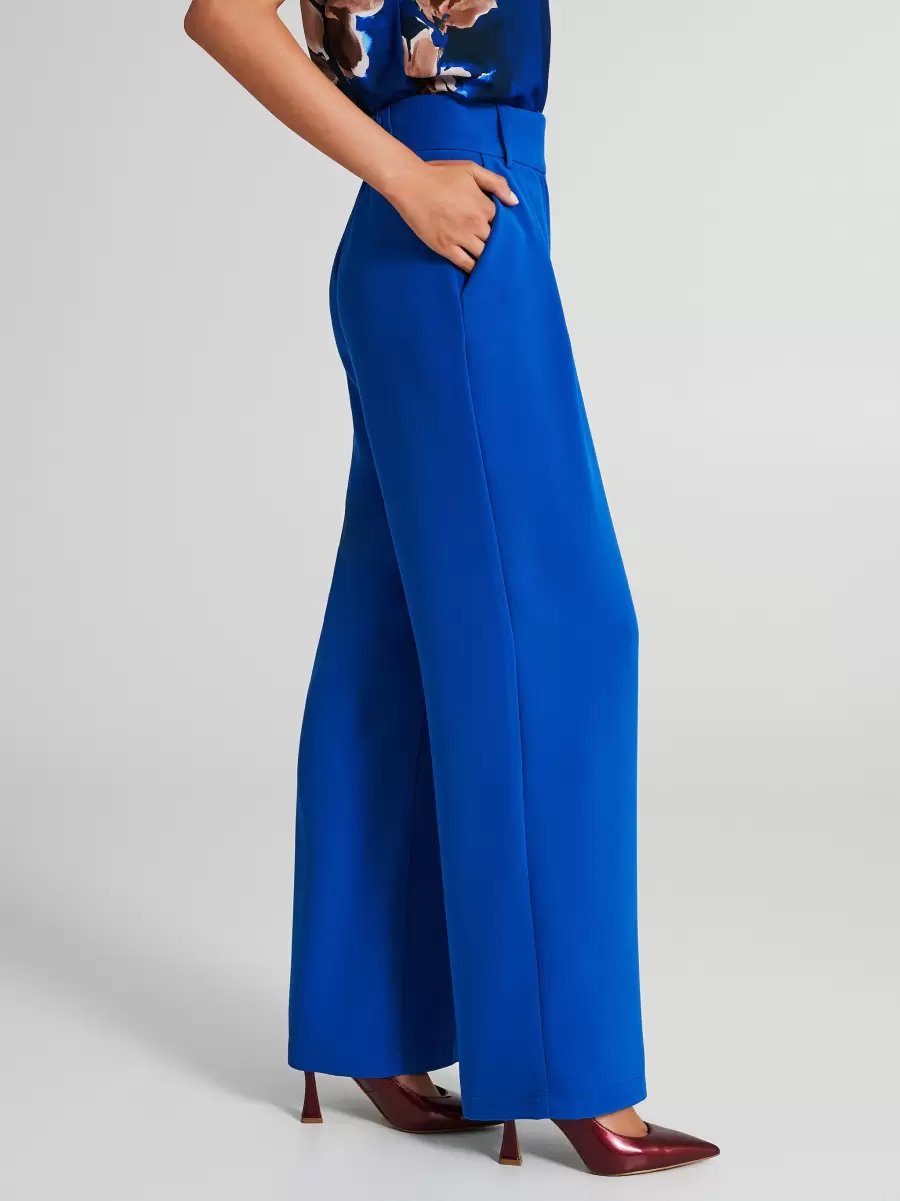 Suits Durable Blue China Palazzo Trousers In Bi-Stretch Fabric Women - 6