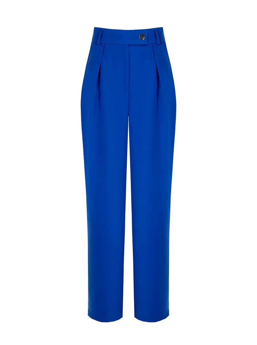 Suits Durable Blue China Palazzo Trousers In Bi-Stretch Fabric Women - 7