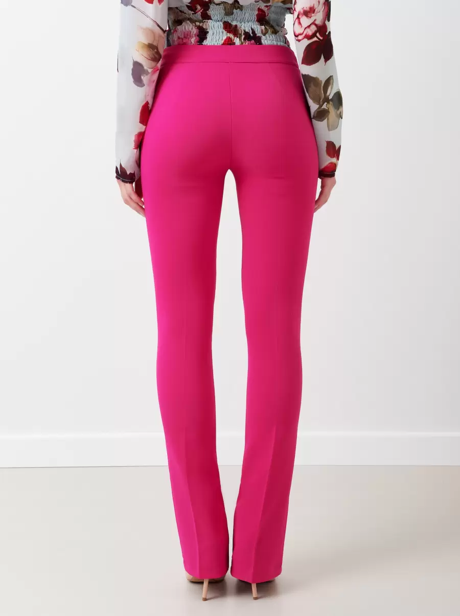 Women Suits Final Clearance Fuxia Front-Slit, Flowy Fabric Trousers - 2