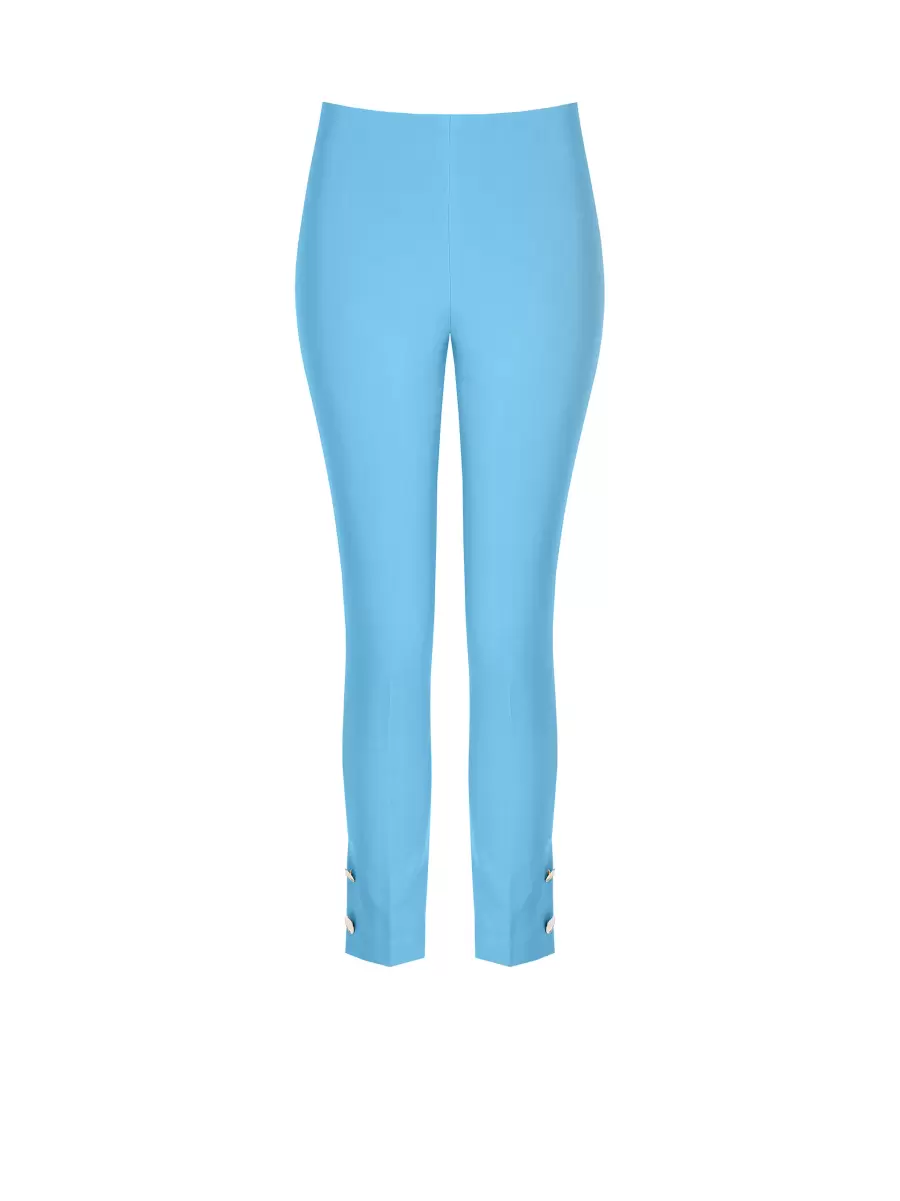 Women Slim-Fit Trousers In Technical Fabric Exceptional Suits Blue Ligh Paper Sugar - 6