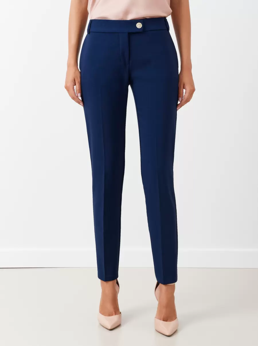 Women Blue Suits Time-Limited Discount Slim-Fit Trousers In Technical Fabric - 1