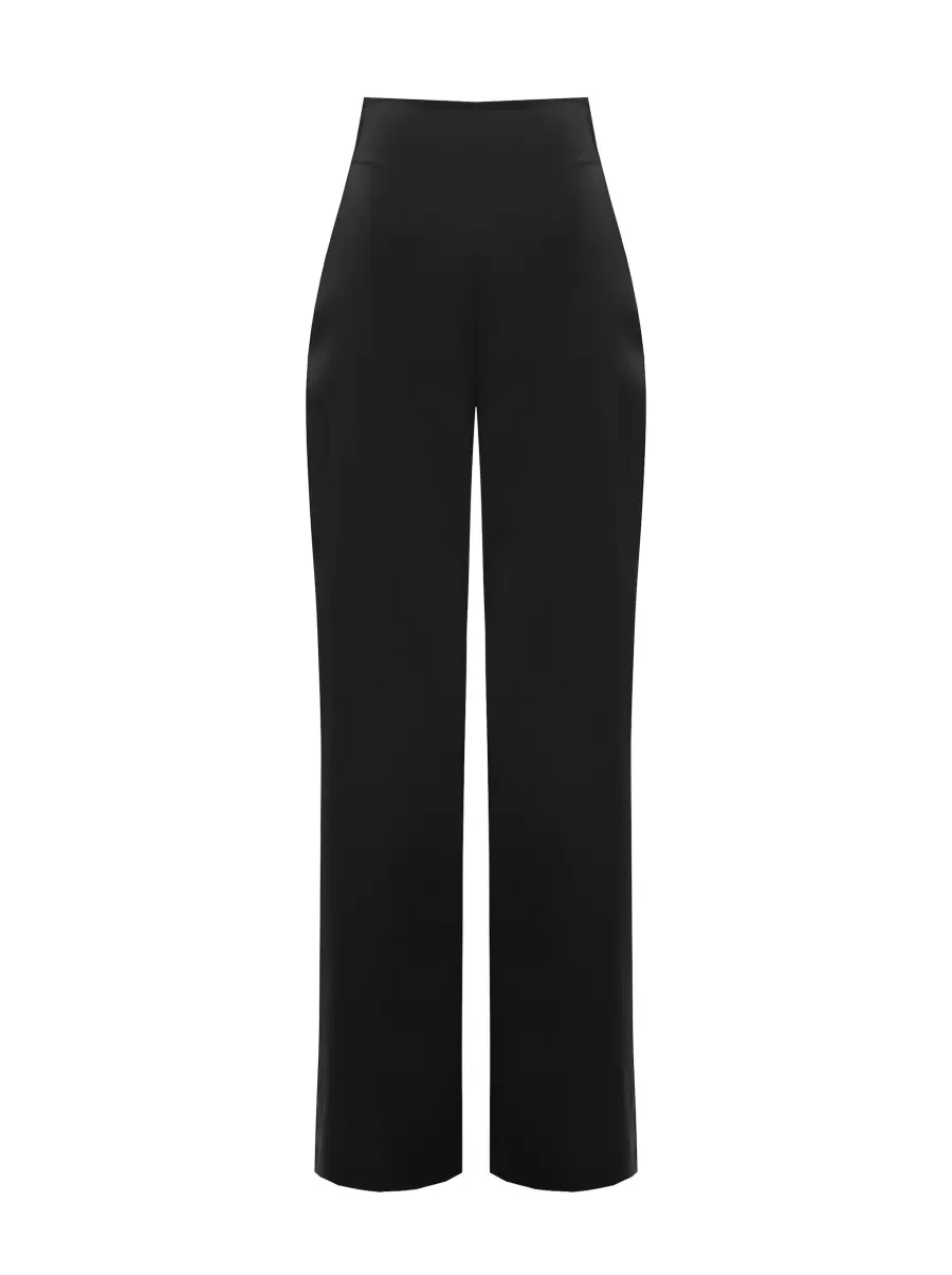 Women Black Satin Palazzo Trousers Relaxing Suits - 6