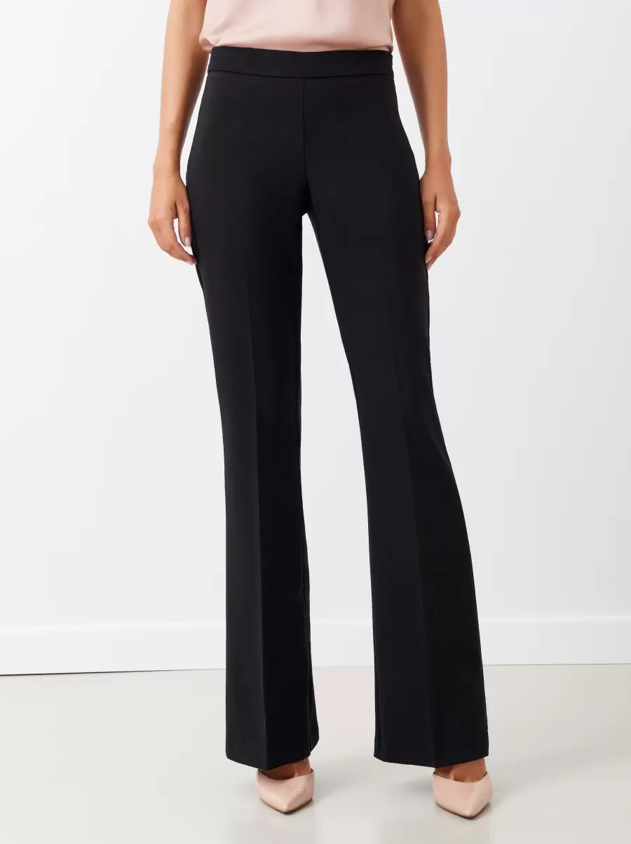 Women Suits Introductory Offer Black Mid-Flared Trousers In Technical Fabric - 1