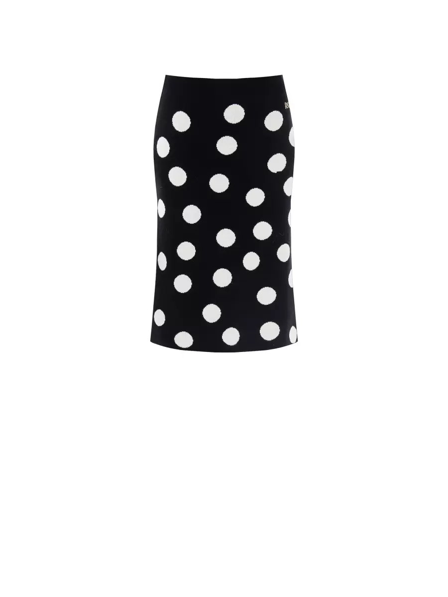 Knitted Polka-Dot Longuette Skirt Classic Suits Women Var Black - 6