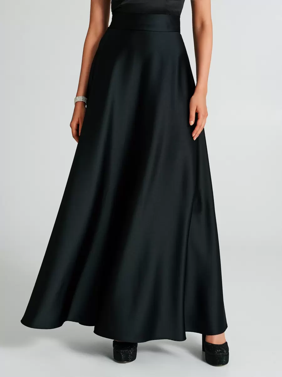 Suits Long Full Skirt In Satin. Women High Quality Black - 2