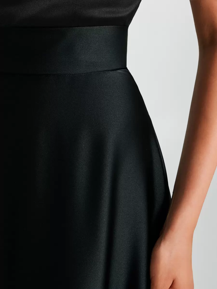 Suits Long Full Skirt In Satin. Women High Quality Black - 4