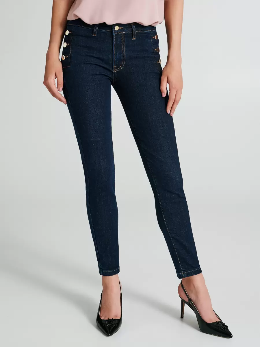 Skinny Jeans With 6 Buttons Trousers & Jeans Women Blue Clearance - 2