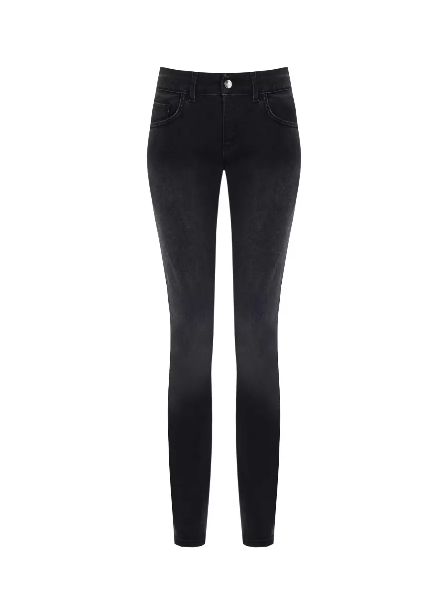 Black Safe Skinny Jeans With Rhinestone Pocket Trousers & Jeans Women - 6