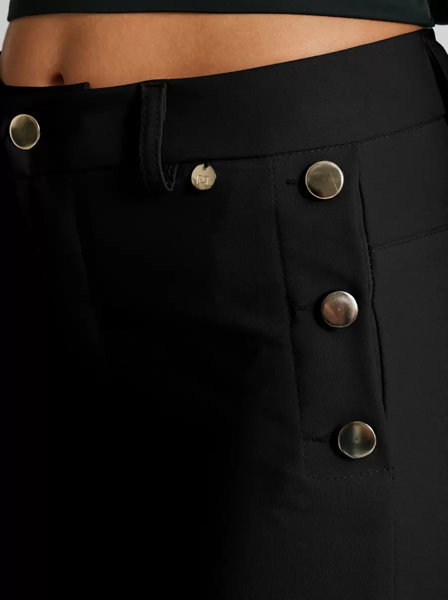 Creative Women Black Skinny Trousers With Buttons Trousers & Jeans - 4