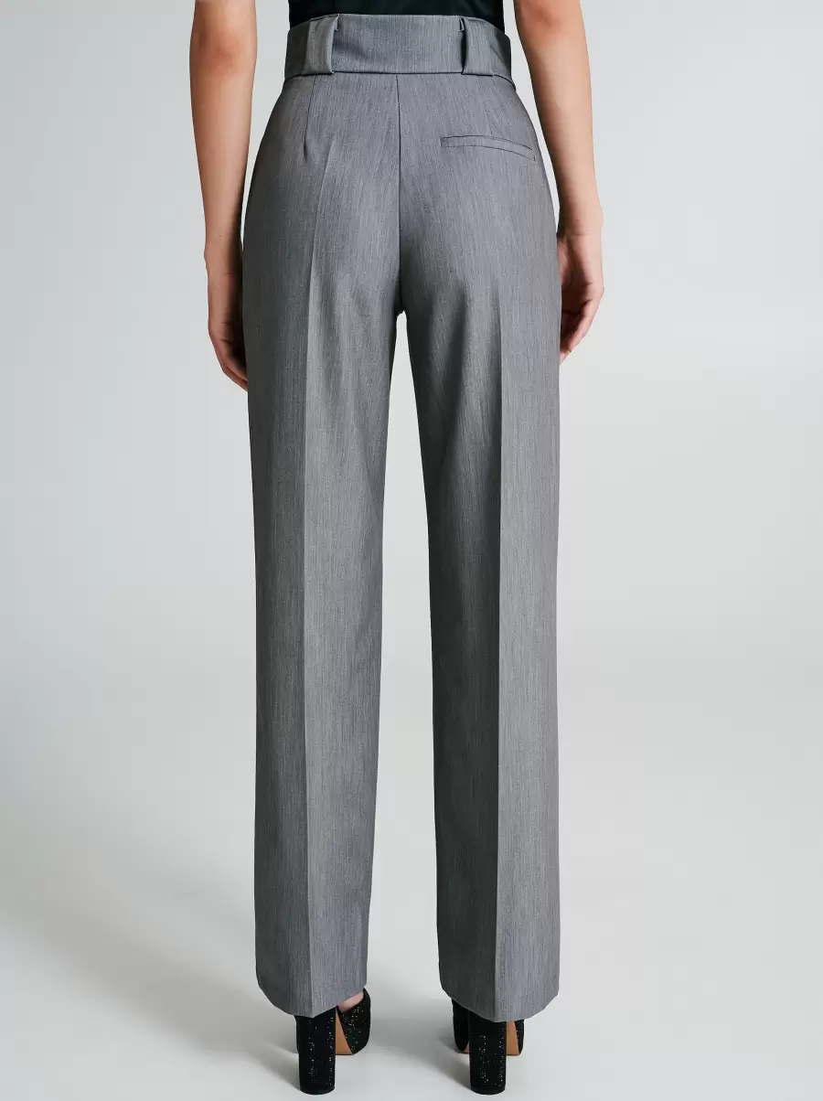 Trousers & Jeans Women Palazzo Trousers With Two Buttons Grigio Chiaro Top-Notch - 3