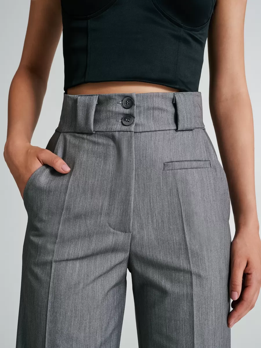 Trousers & Jeans Women Palazzo Trousers With Two Buttons Grigio Chiaro Top-Notch - 4