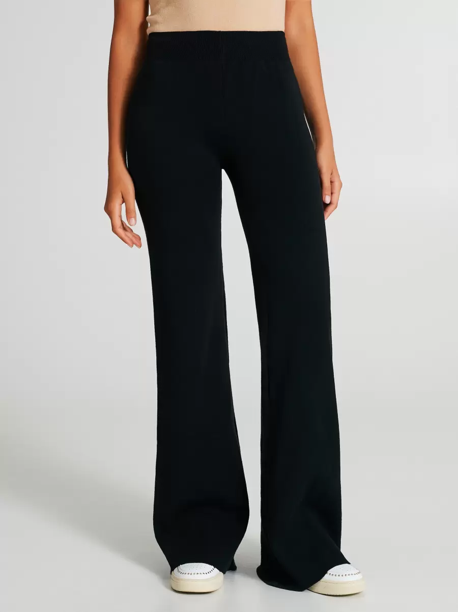 Women Trousers & Jeans Black Proven Flared Knit Trousers - 2