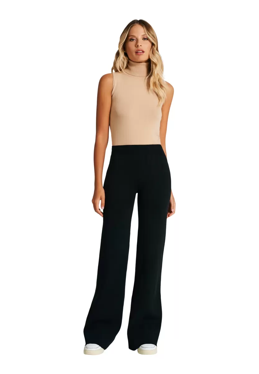 Women Trousers & Jeans Black Proven Flared Knit Trousers - 5