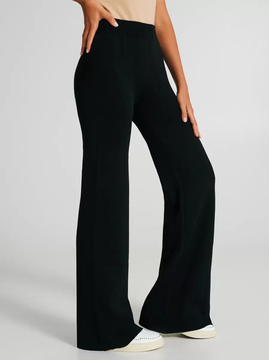 Women Trousers & Jeans Black Proven Flared Knit Trousers - 6