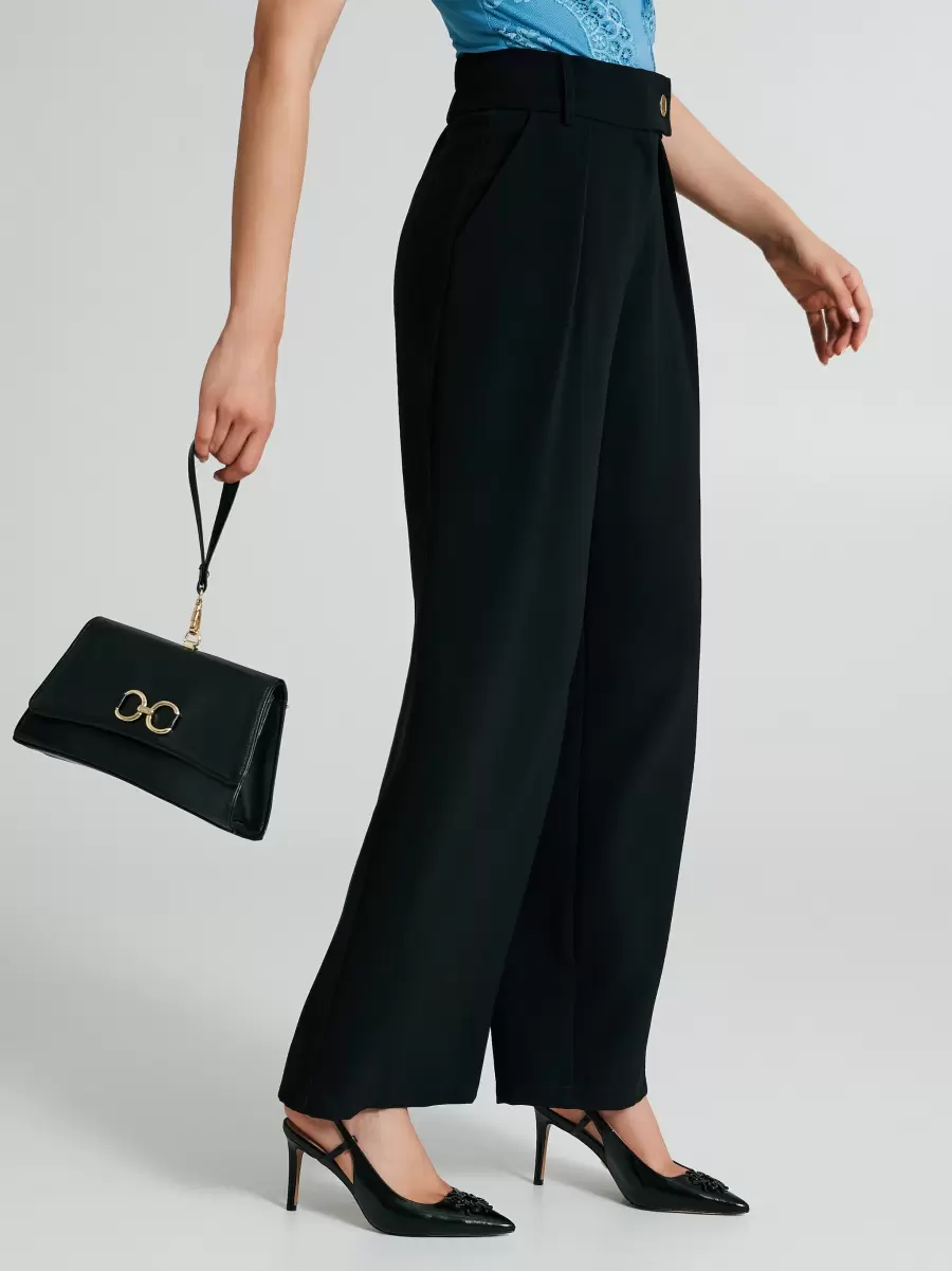 Trousers & Jeans Black Exquisite Palazzo Trousers In Bi-Stretch Fabric Women - 6