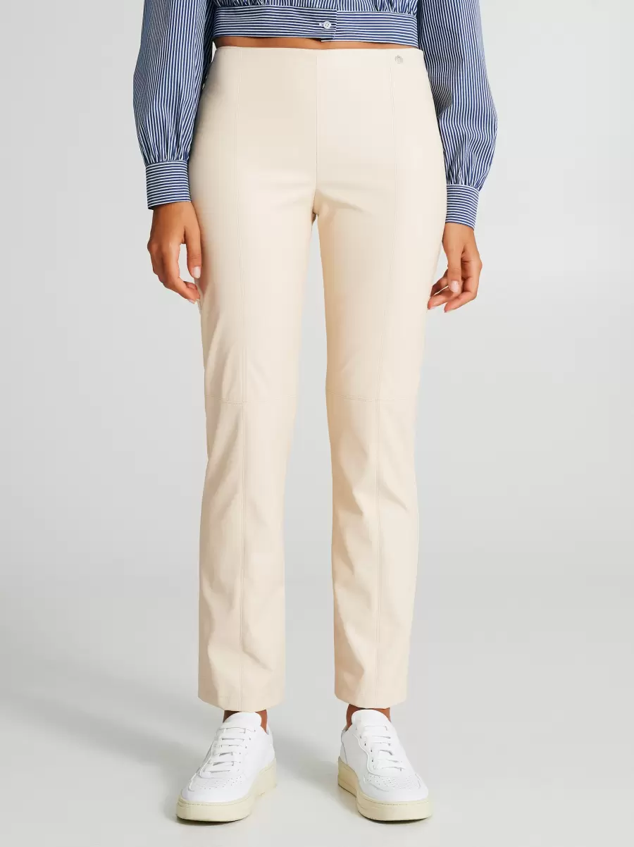 Pioneer Women Trousers & Jeans Faux Leather Straight-Leg Trousers Ivory - 2