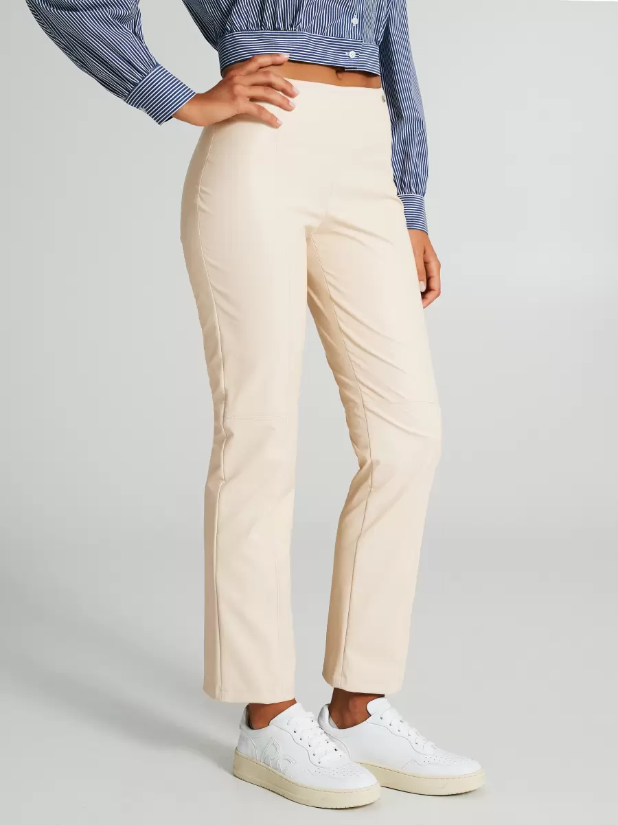 Pioneer Women Trousers & Jeans Faux Leather Straight-Leg Trousers Ivory - 6
