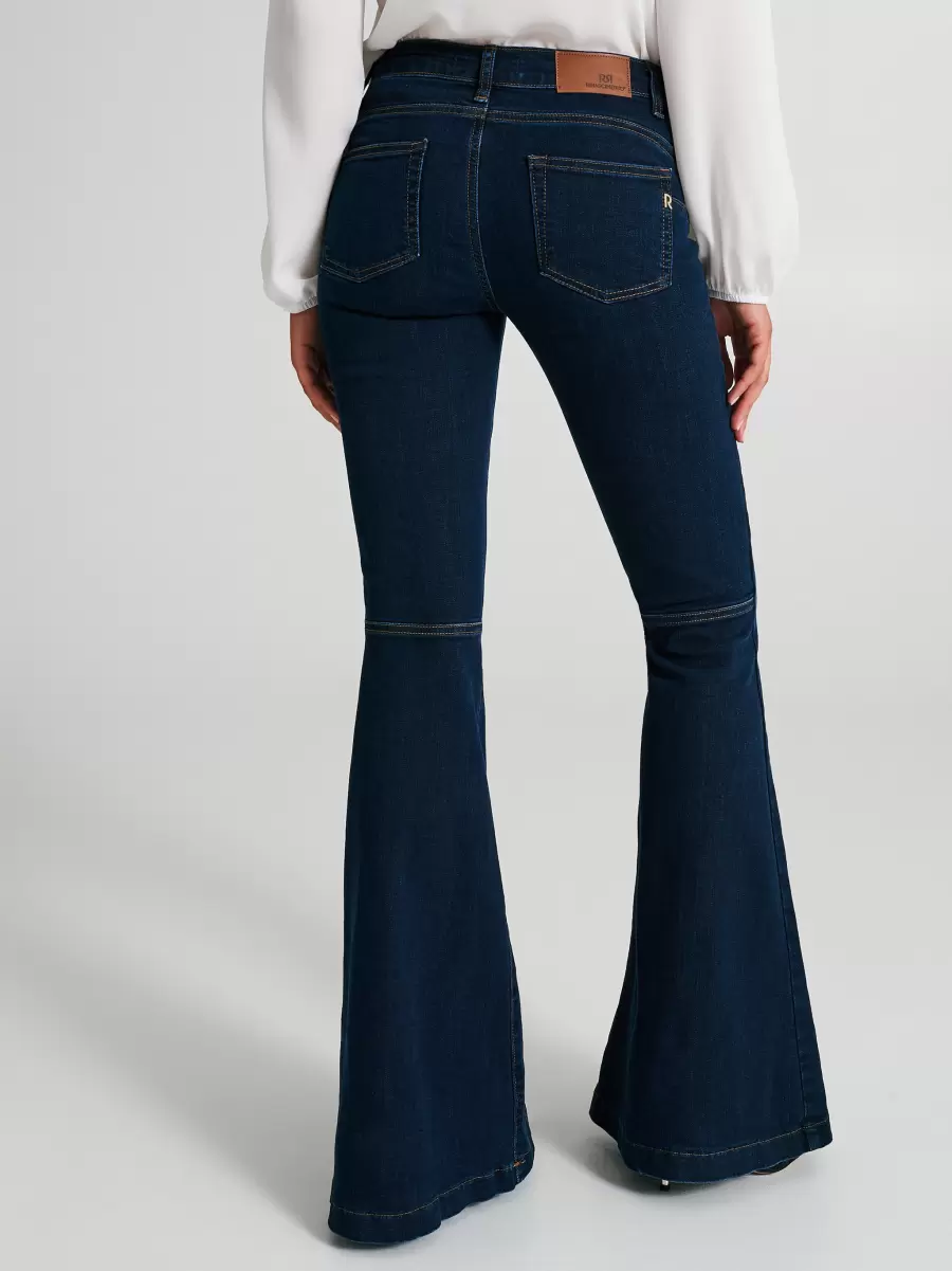 Women Blue Versatile Dark Wash Flared Jeans Trousers & Jeans - 3