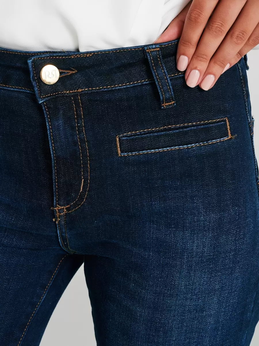 Women Blue Versatile Dark Wash Flared Jeans Trousers & Jeans - 5