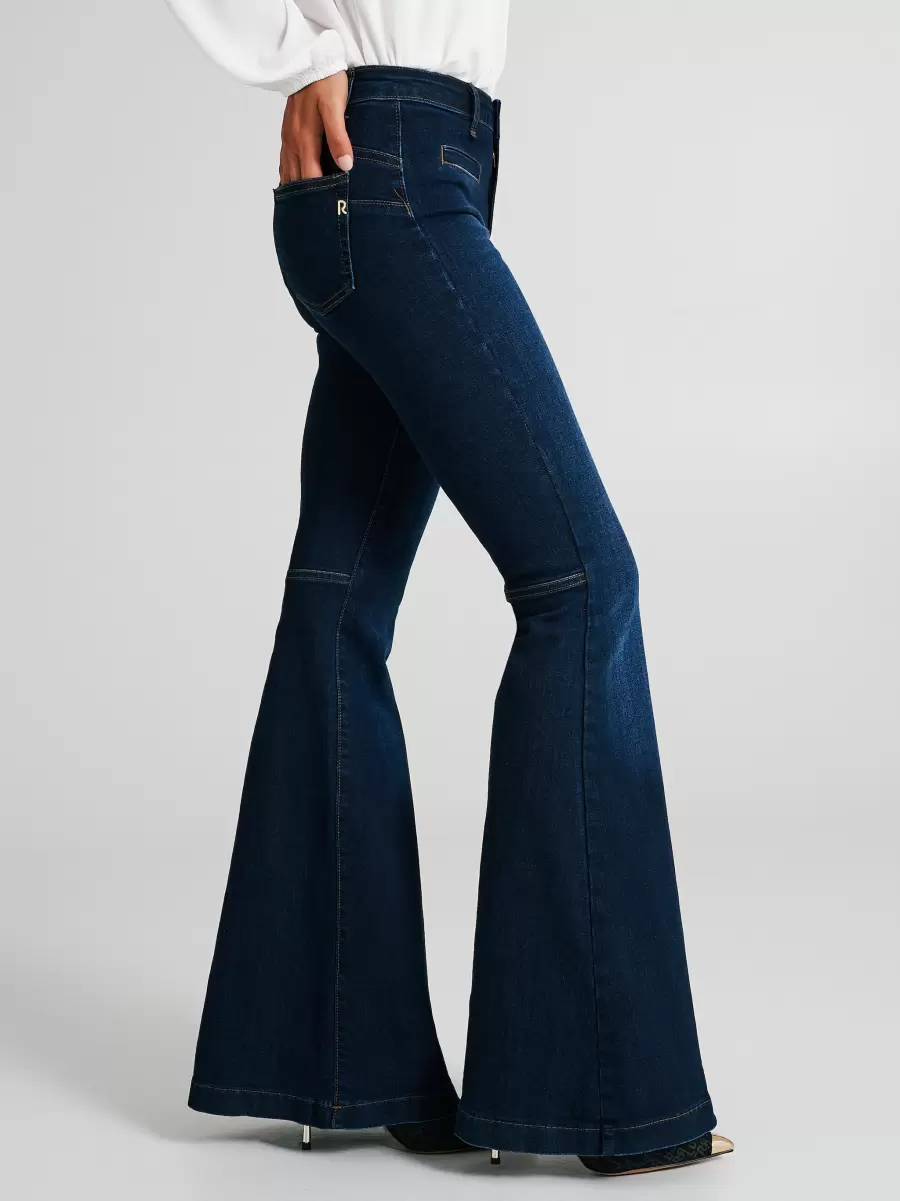 Women Blue Versatile Dark Wash Flared Jeans Trousers & Jeans - 6