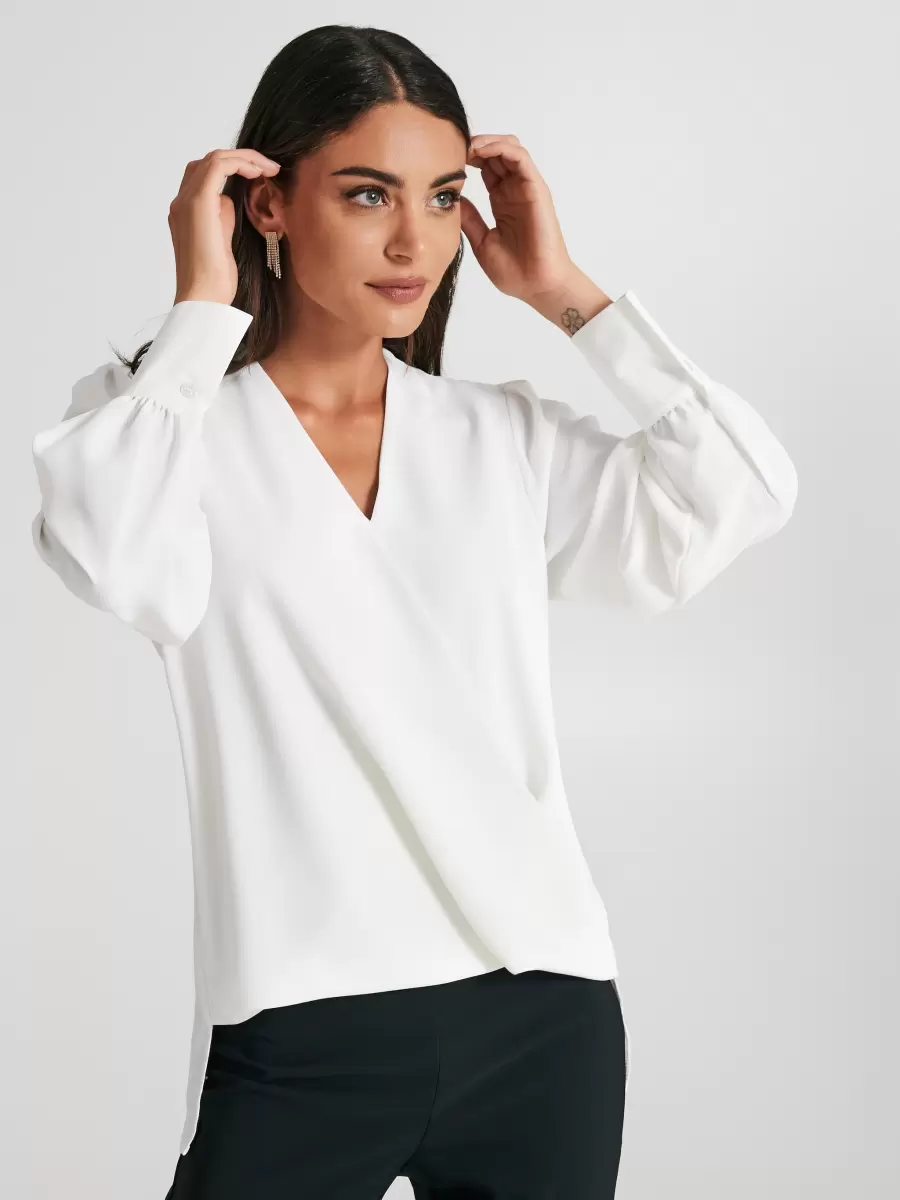 Step Hem Boxy Blouse White Cream Sustainable Shirts & Blouses Women
