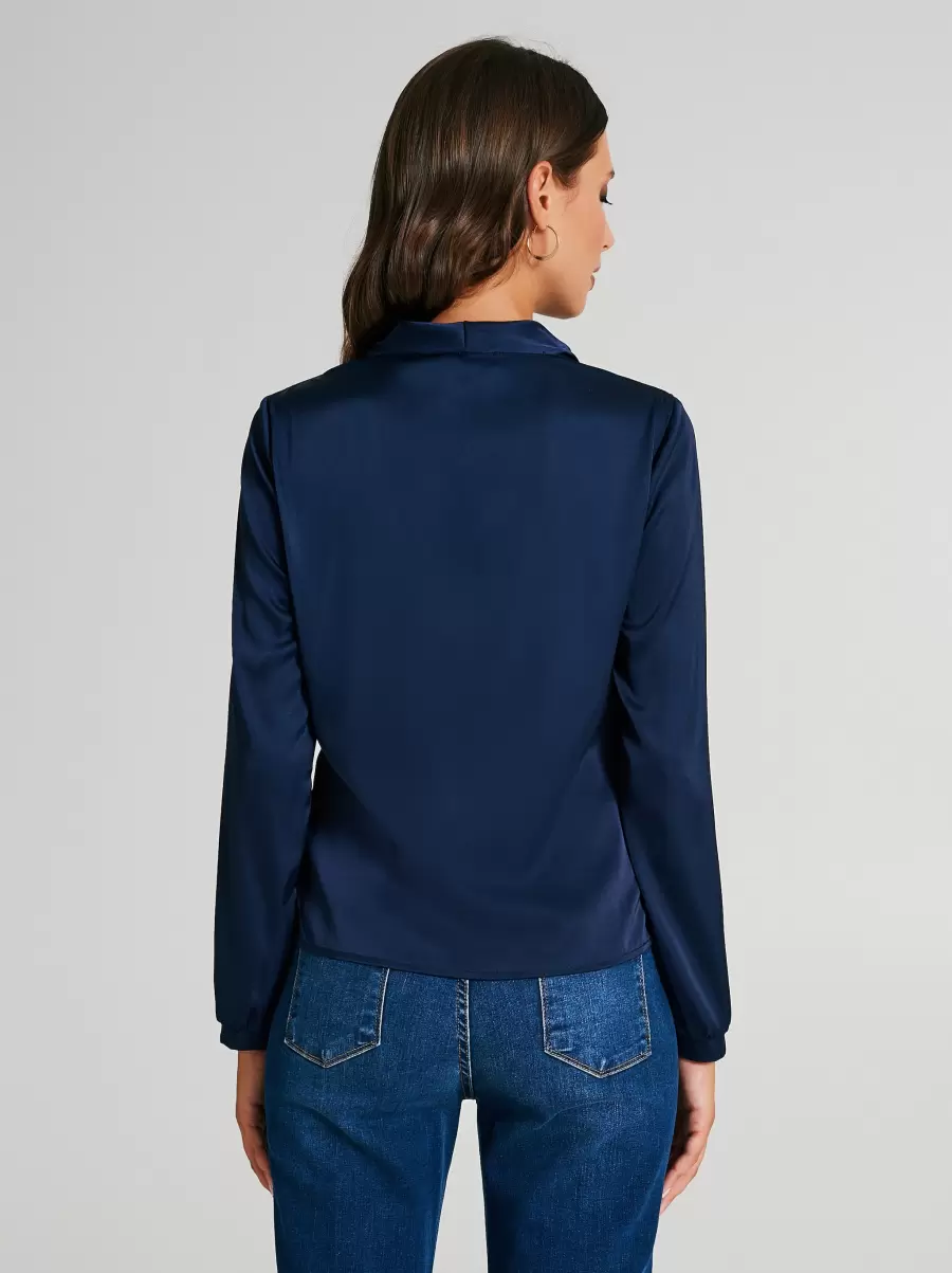 State-Of-The-Art Shirts & Blouses Blue Women Blouse With Crossover Neckline - 3