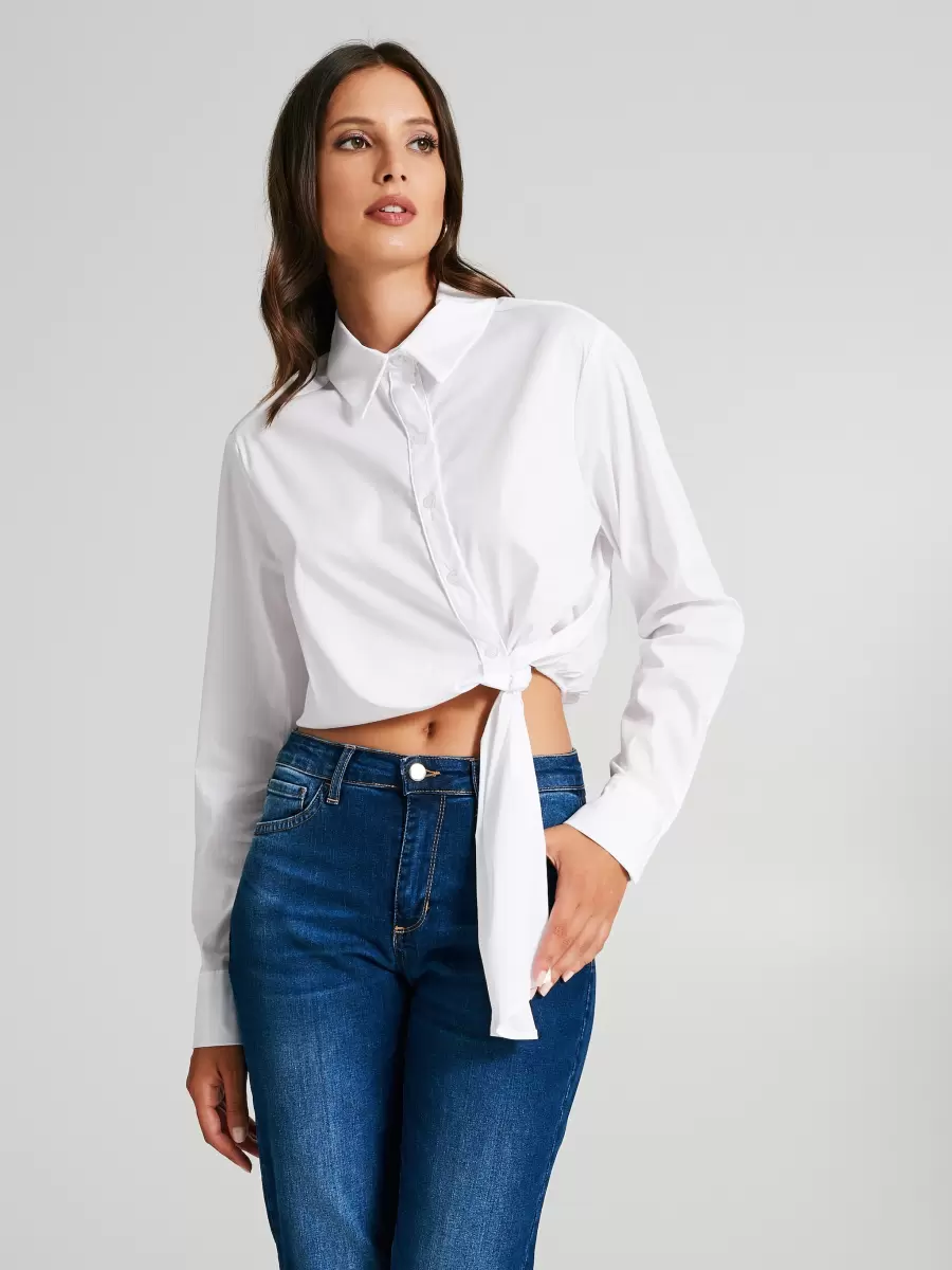 Discount Extravaganza Shirt With Side Knot White Shirts & Blouses Women