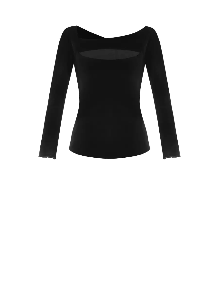 Massive Discount Women Extra-Light Knitted Top With Cut-Out Detail Knitwear Black - 6