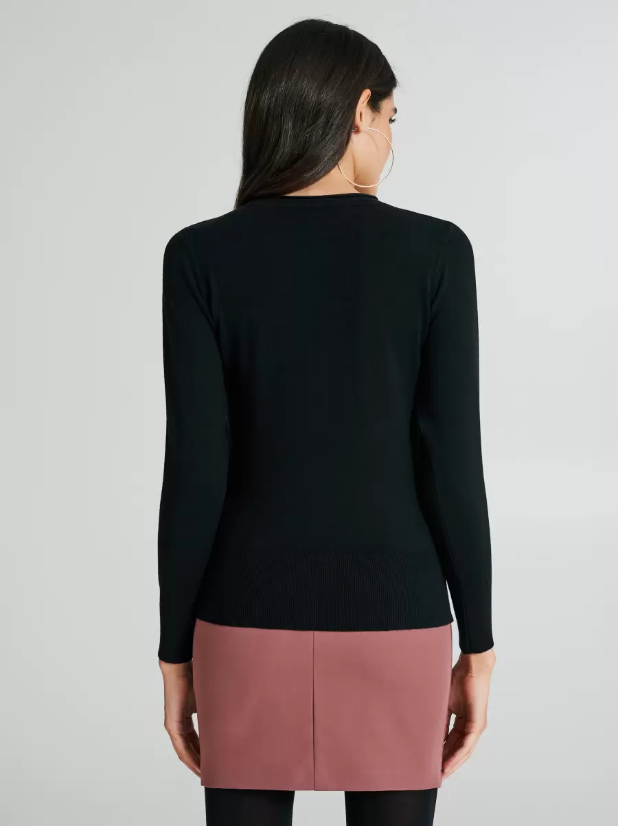 Knitwear Women Basic Crewneck Sweater Black Bargain - 3