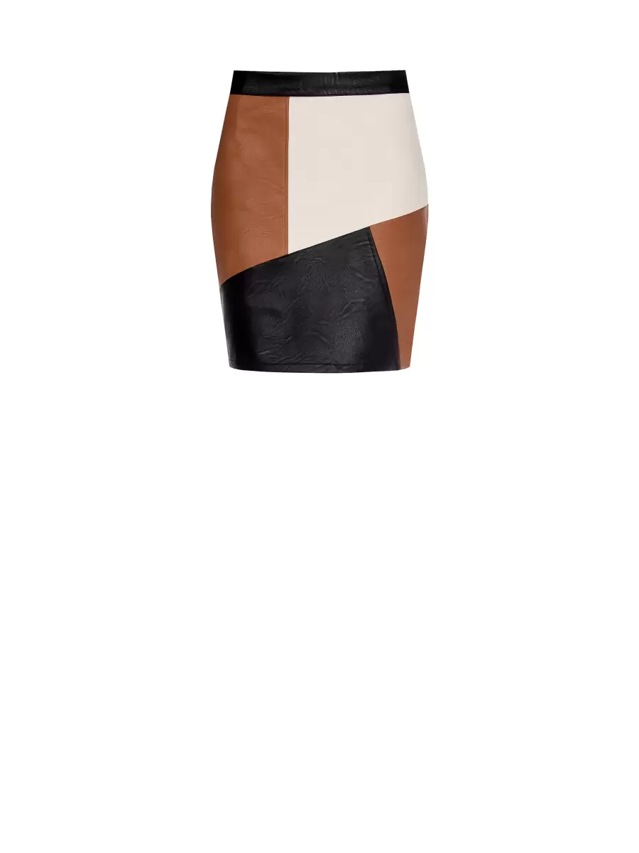 Var Brown Women Short Pencil Skirt With Resin Patches Skirts Exceptional - 6