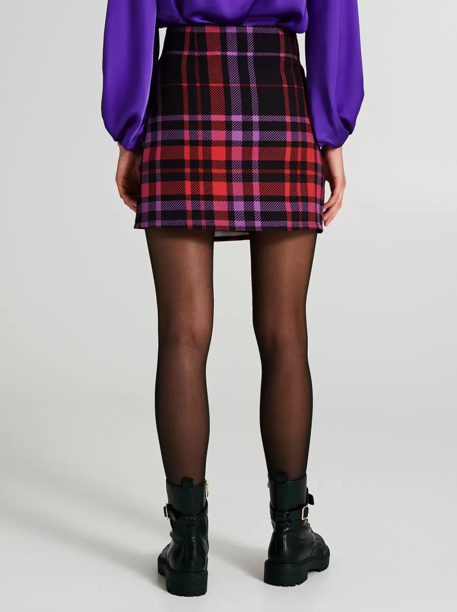 Var. Magenta Energy-Efficient Checkered Wrap Skirt Women Skirts - 3
