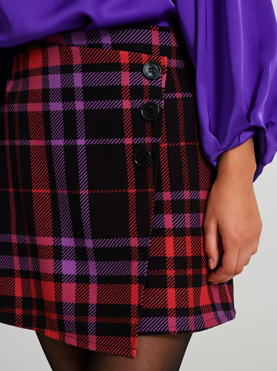 Var. Magenta Energy-Efficient Checkered Wrap Skirt Women Skirts - 4