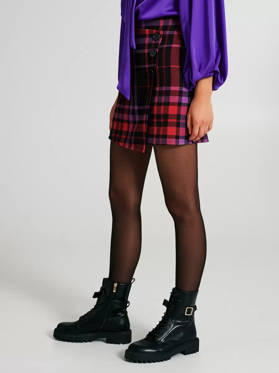 Var. Magenta Energy-Efficient Checkered Wrap Skirt Women Skirts - 5