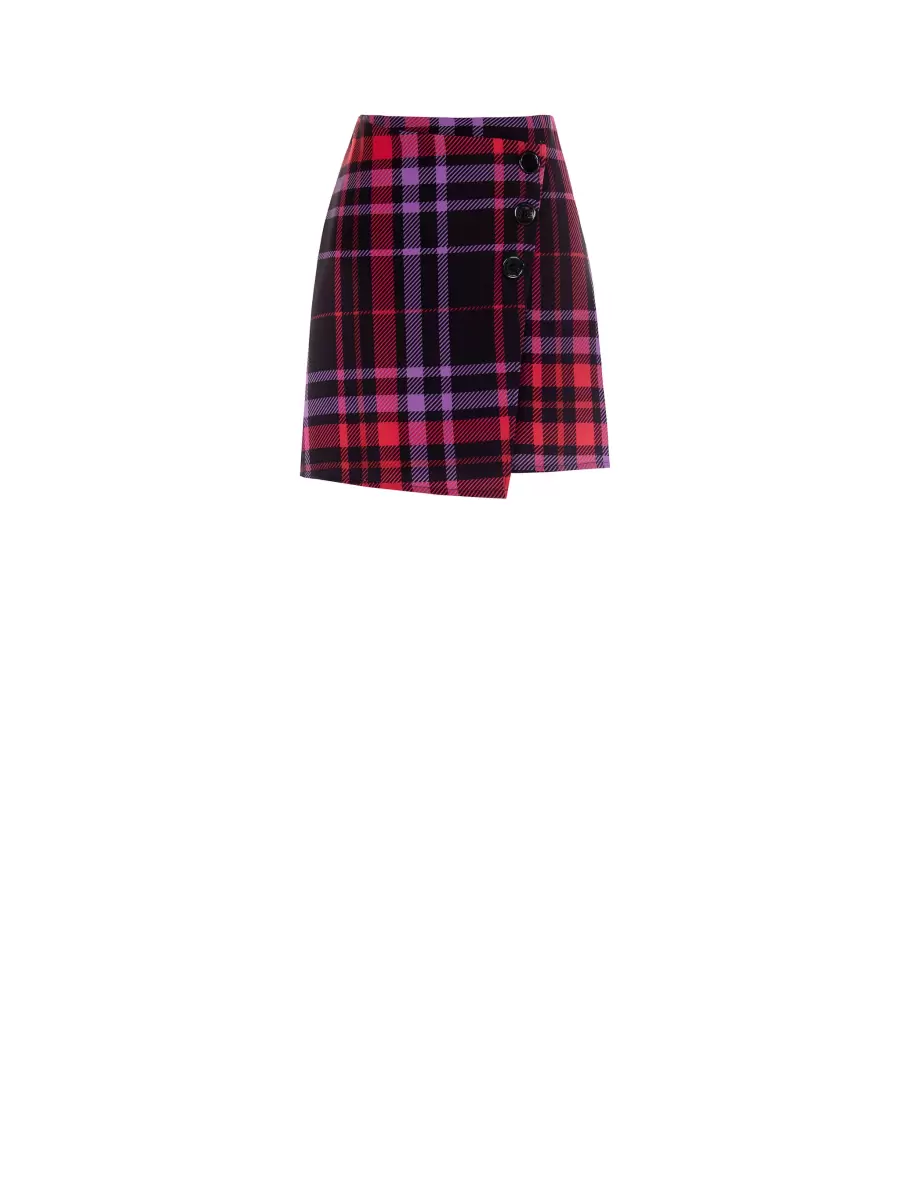 Var. Magenta Energy-Efficient Checkered Wrap Skirt Women Skirts - 6