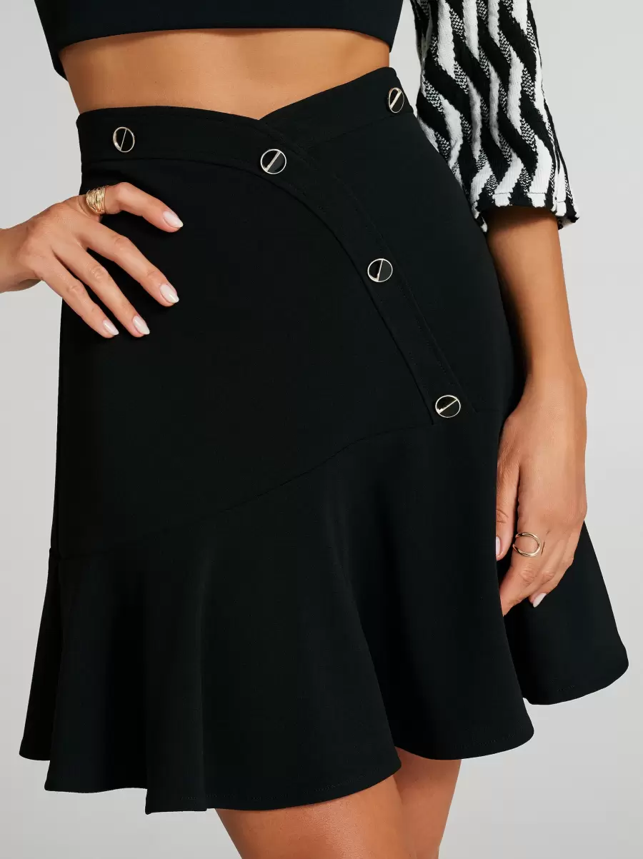 Mini Full Skirt With Buttons Skirts Black Top-Notch Women - 4