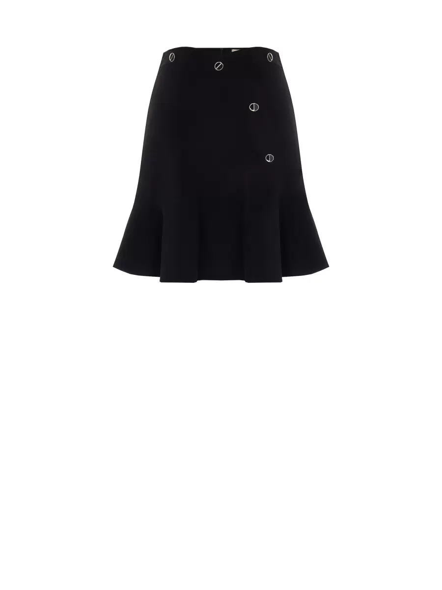 Mini Full Skirt With Buttons Skirts Black Top-Notch Women - 6