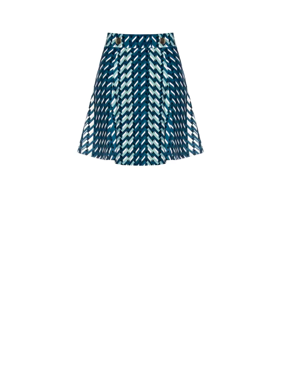 Short Geometric Print Skirt Women Var Green Petroil Rugged Skirts - 7