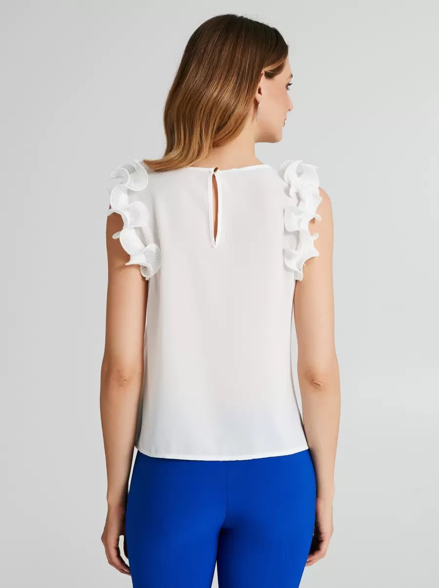 Top With Pleated Ruffle Women White Cream Sale Tops & Tshirts - 3