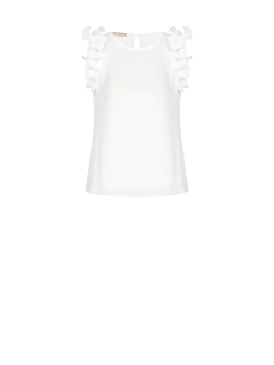 Top With Pleated Ruffle Women White Cream Sale Tops & Tshirts - 7