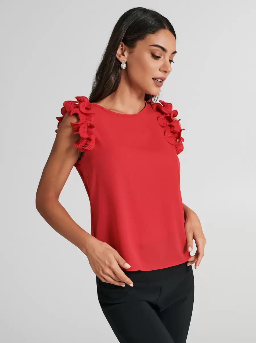 Top With Pleated Ruffle Magenta Women Tops & Tshirts State-Of-The-Art